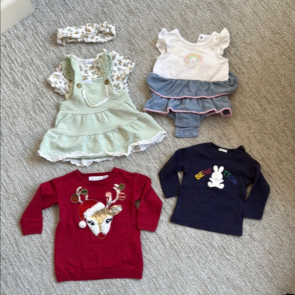 6-9 mo Girls Clothes Bundle: Nicole Miller, Benetton, Children’s Place, Absorba